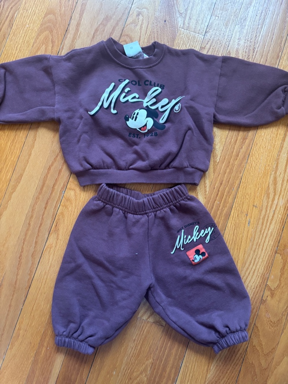 Zara Kids Mickey Matching Set - Deep Plum/Burgundy